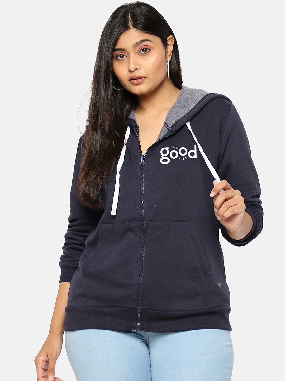 Solid Stylish Casual Hooded Sweatshirt