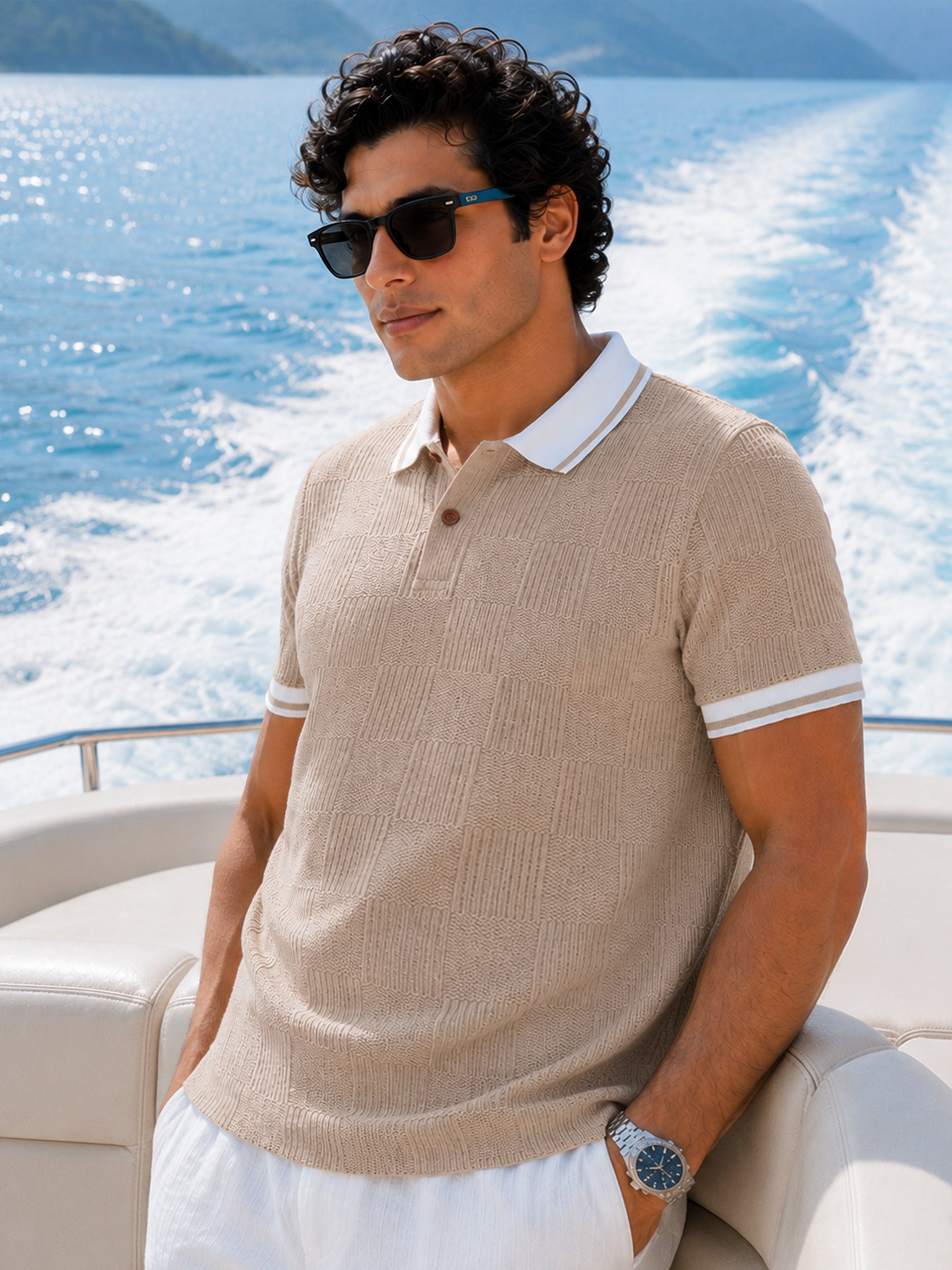 Beige Solid Polo T-Shirt