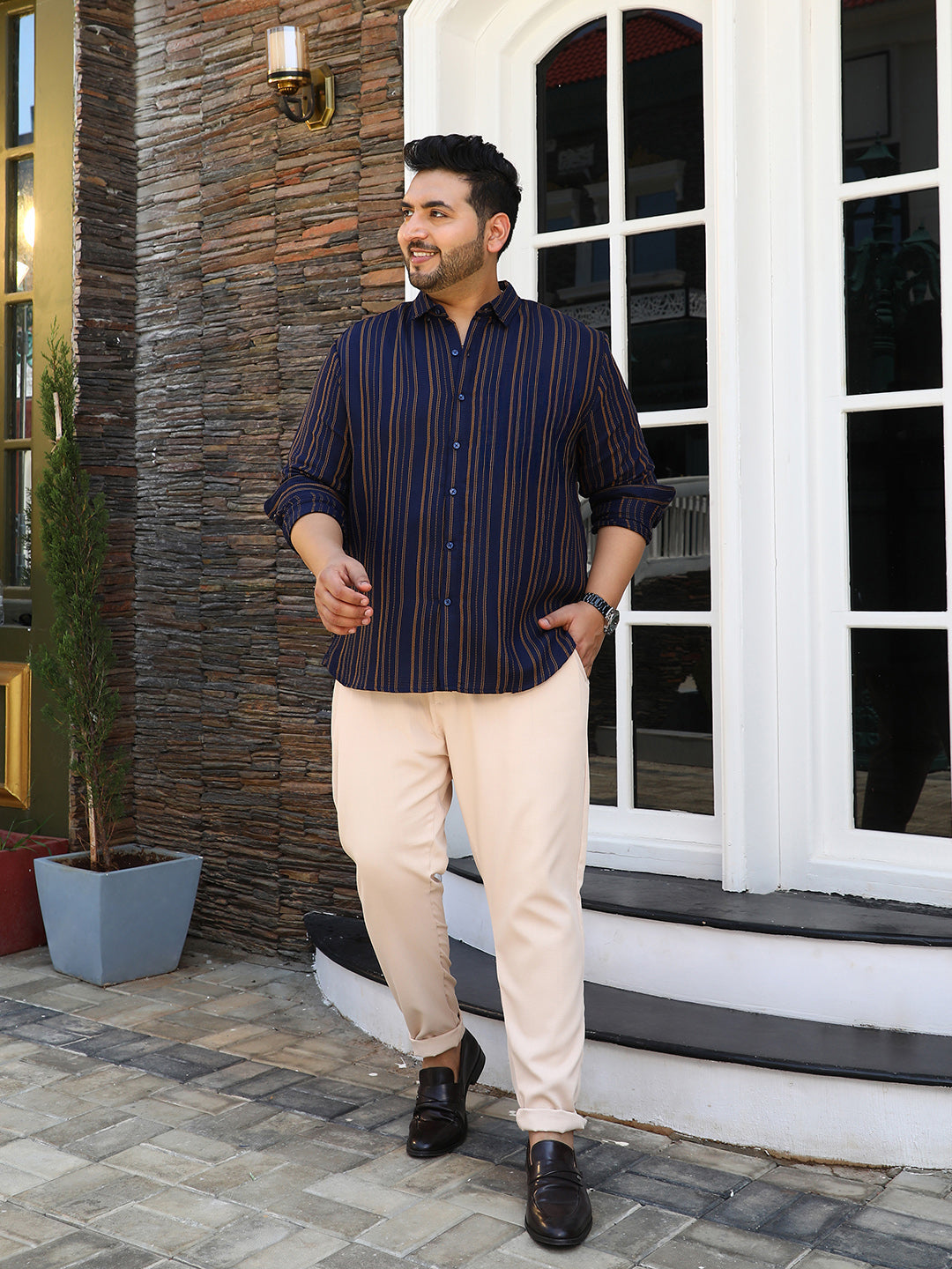 Multitrack-Striped Regular Shirt