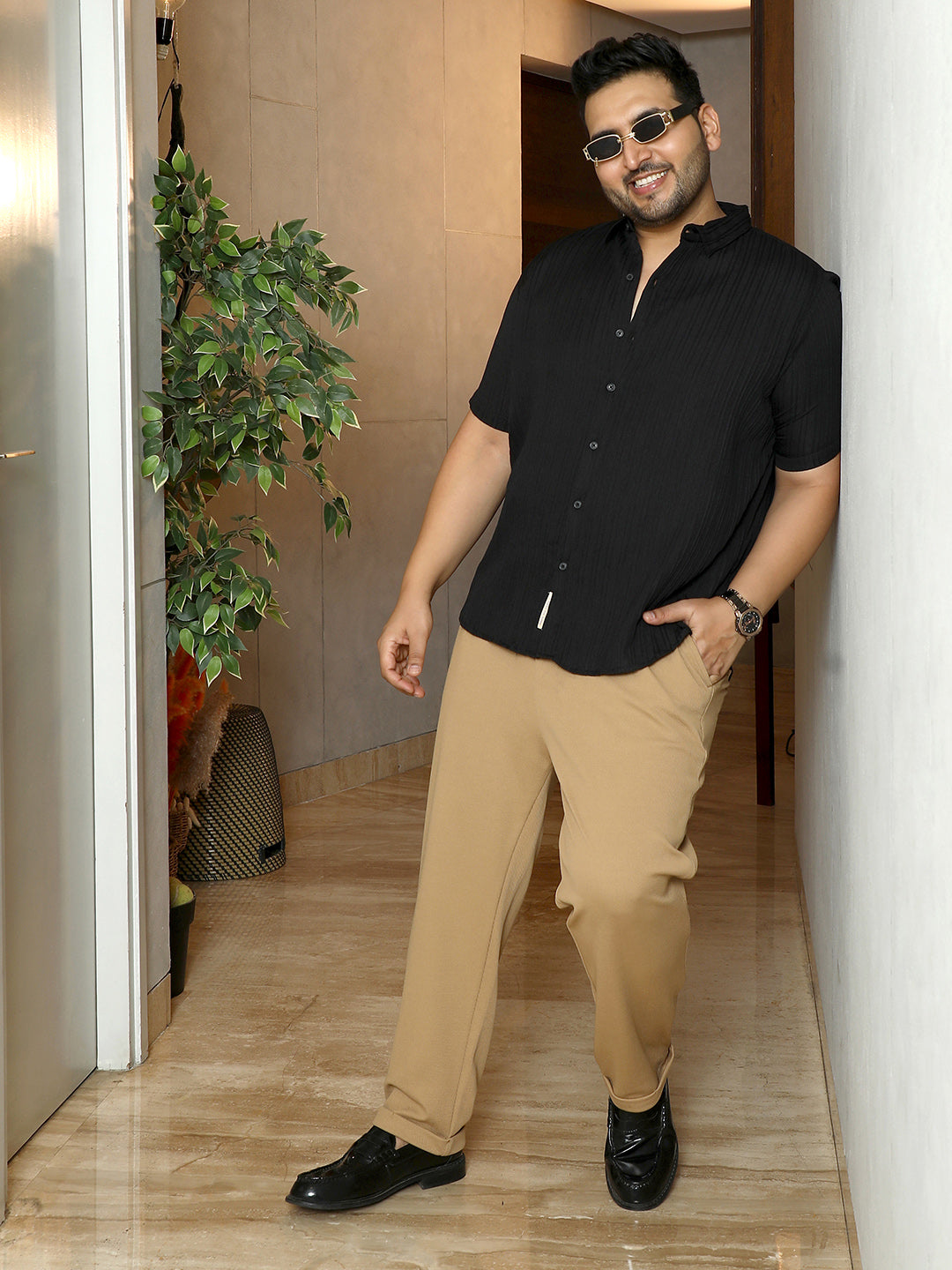 Self-Design Striped Shirt