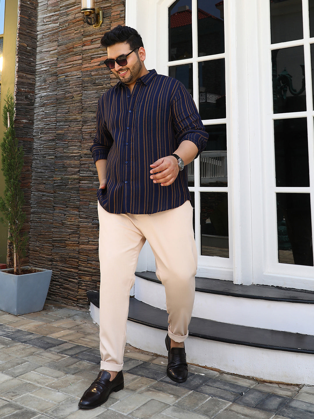 Multitrack-Striped Regular Shirt