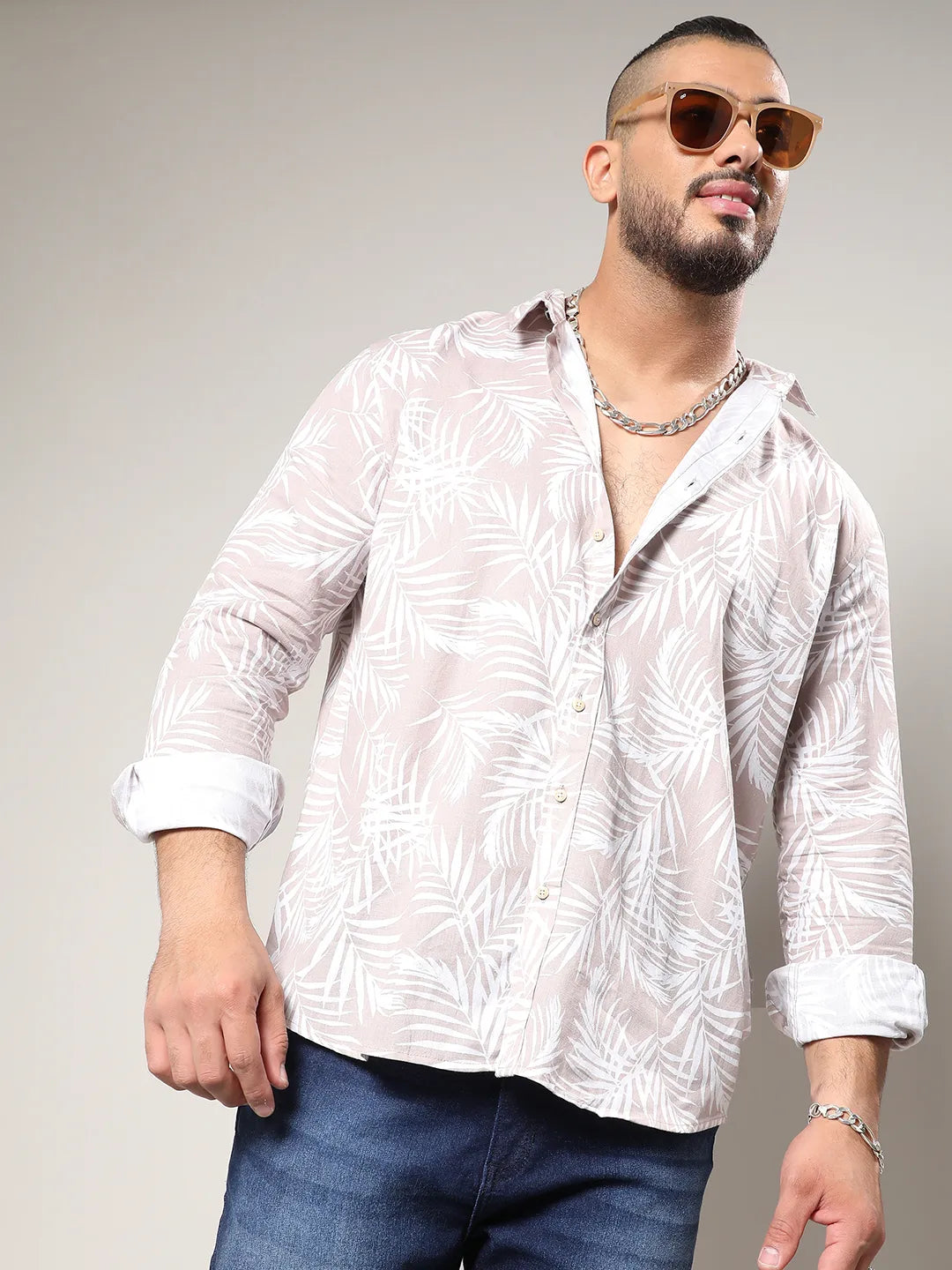 Beige Pinstriped Shirt