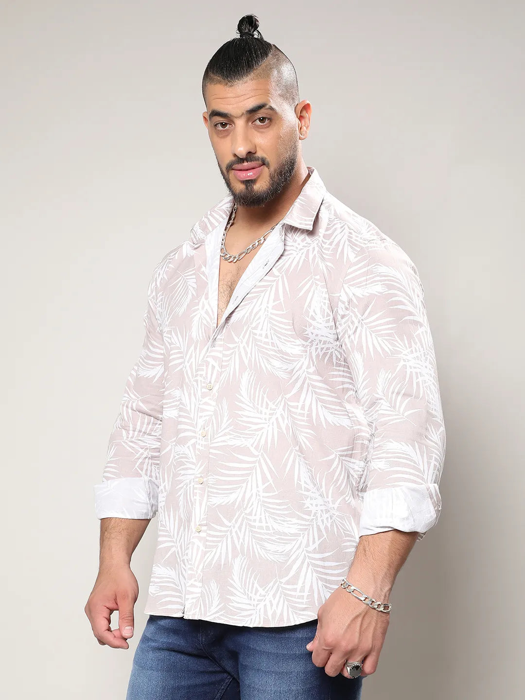 Beige Pinstriped Shirt