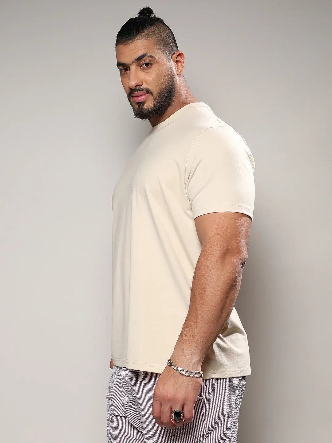 Beige Basic Regular Fit T-Shirt