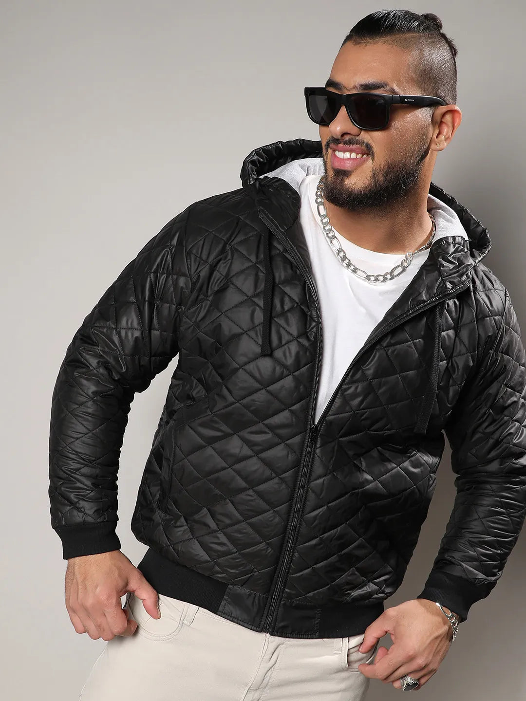 Black puffer jacket plus size sales