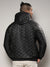 Black Quilted Puffer Jacket With Ribbed Hem