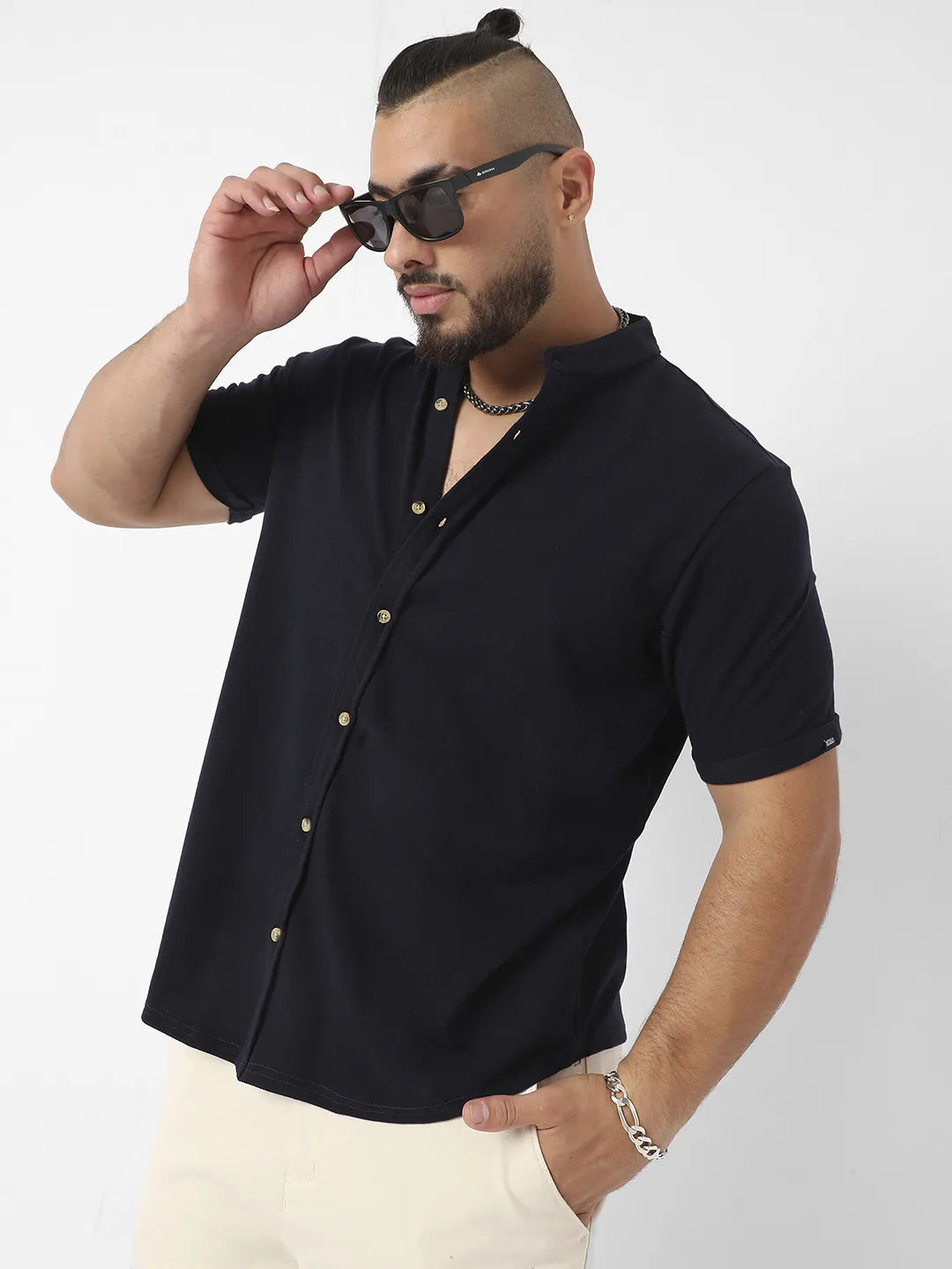 Black Solid Casual Shirt