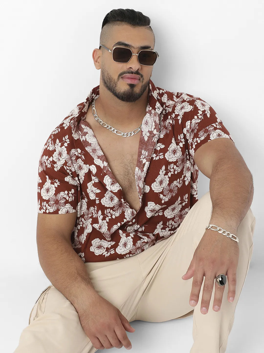 Brown Printed Casual Shirt