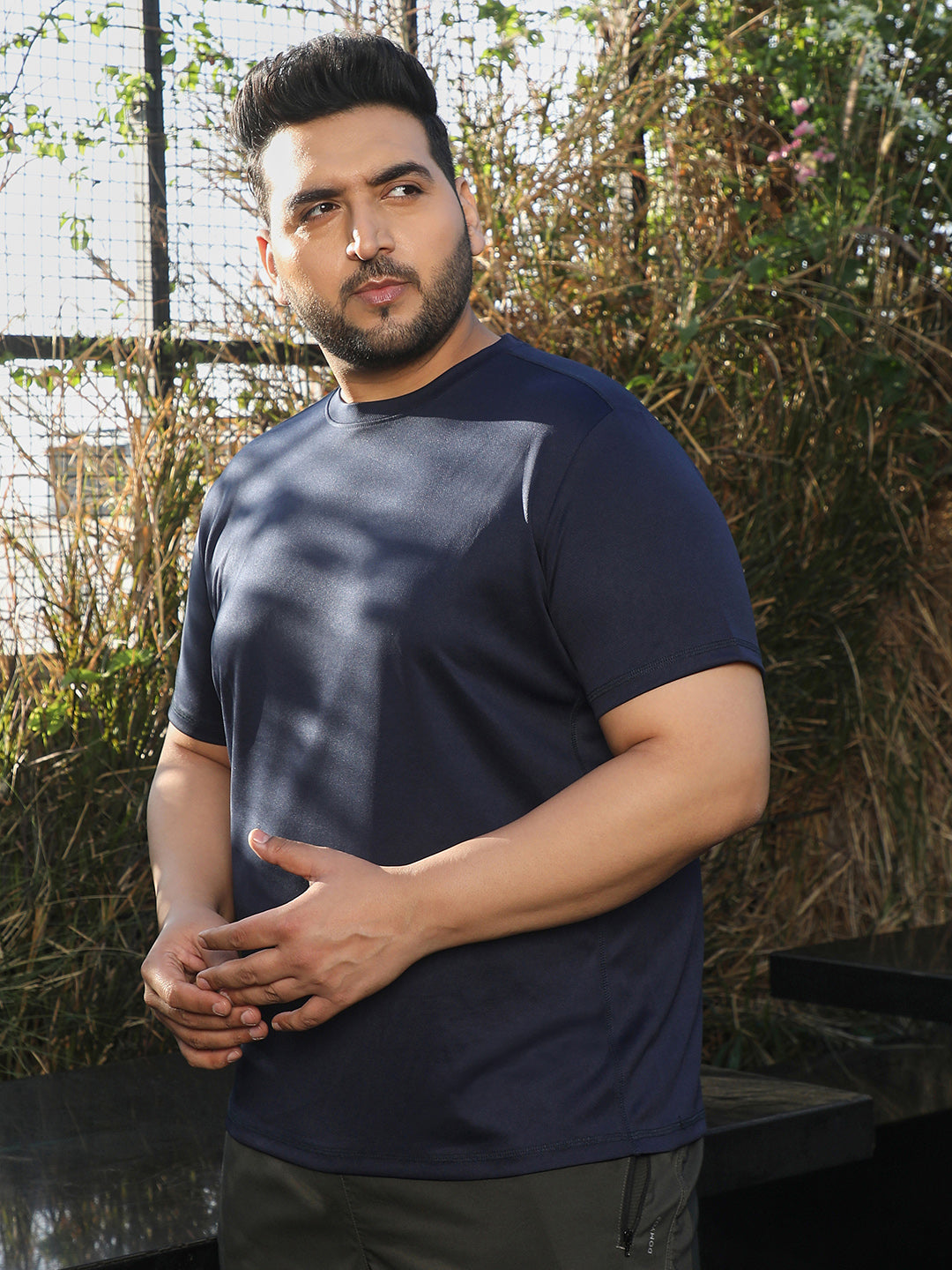 Navy Blue Solid T-Shirt
