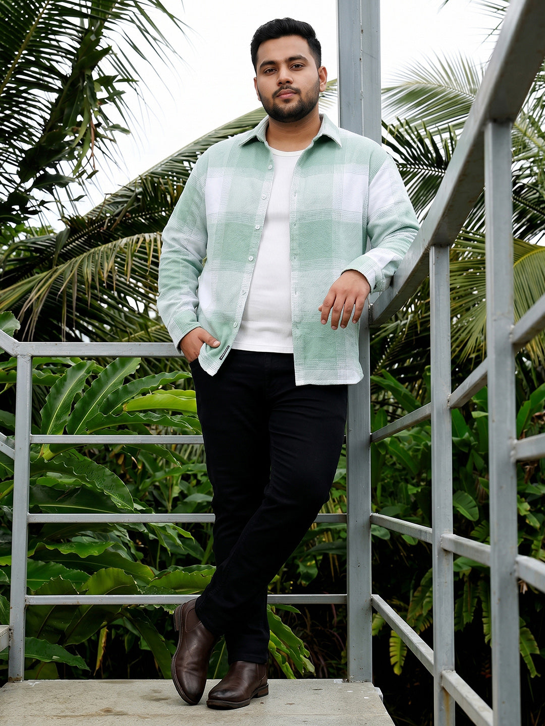 Pastel Green Checks Shirt