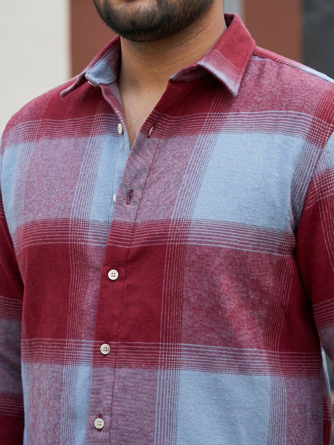 Dark Red Tartan Check Shirt