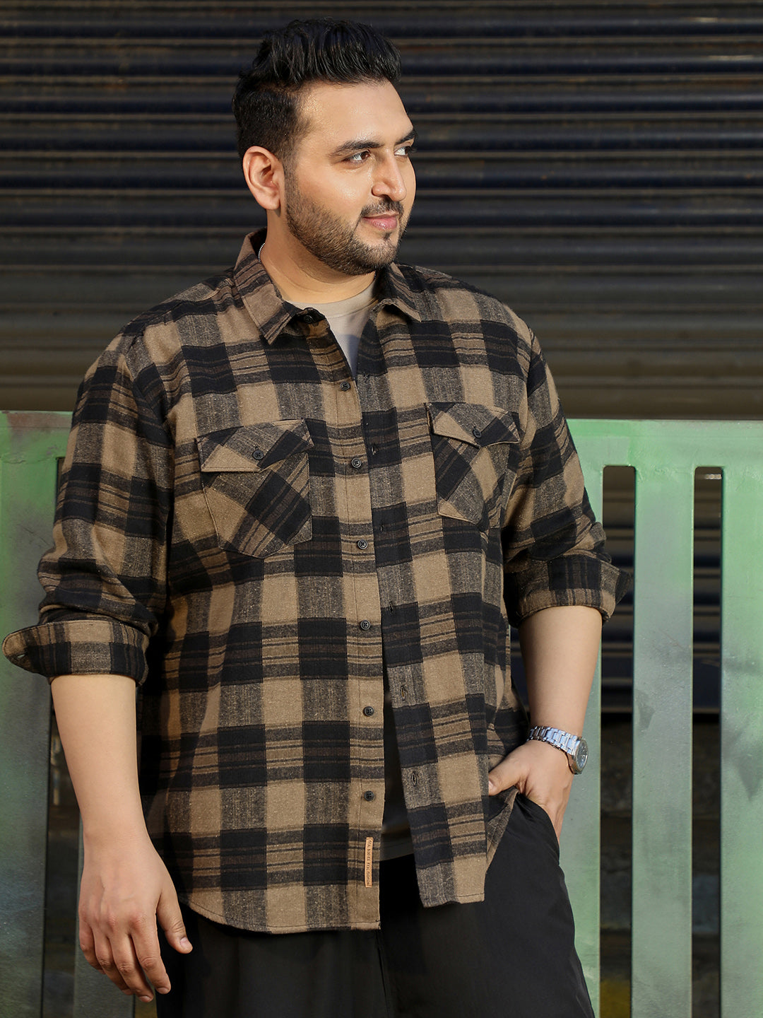 Brown Tartan Check Shirt
