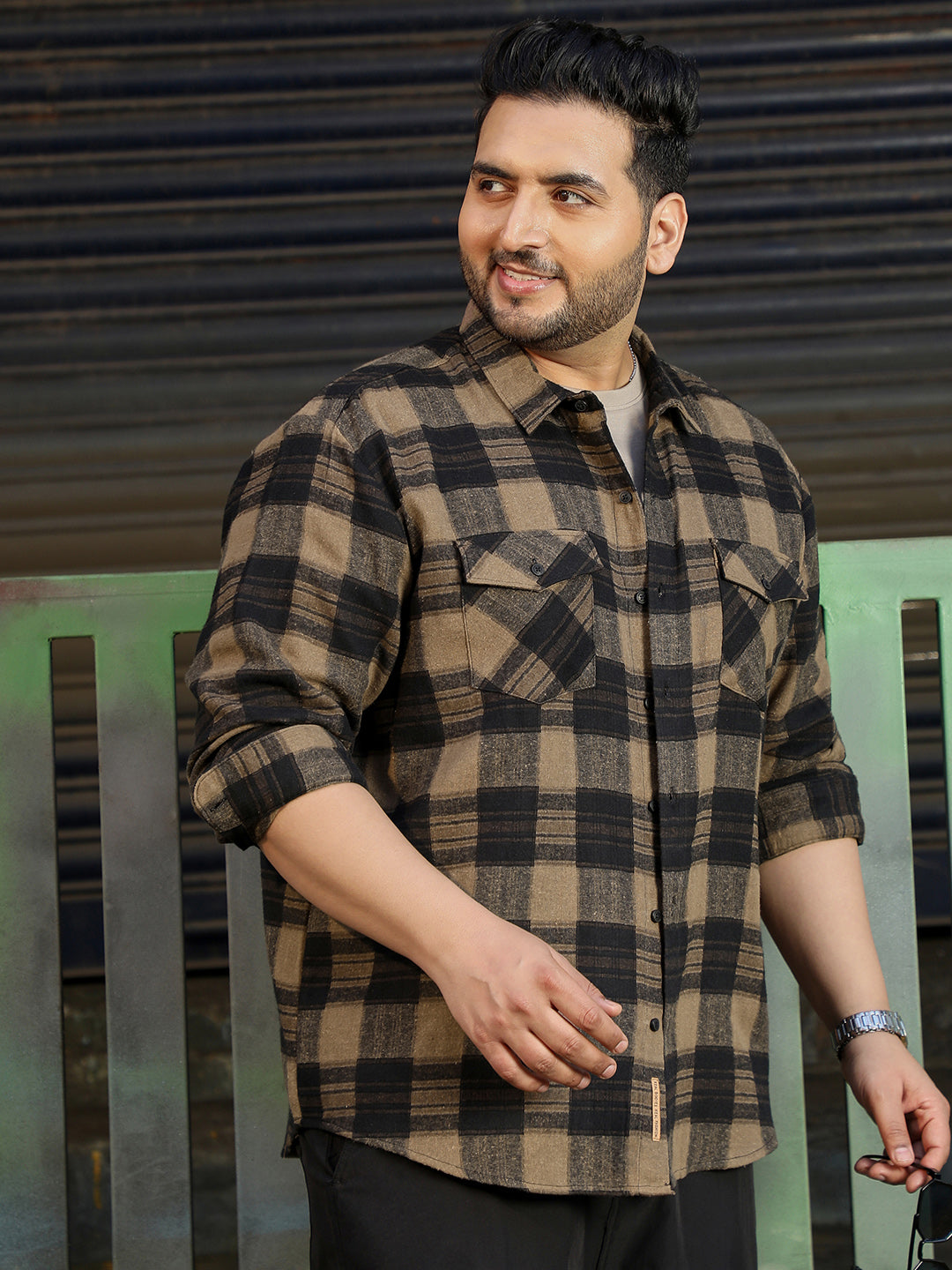 Brown Tartan Check Shirt