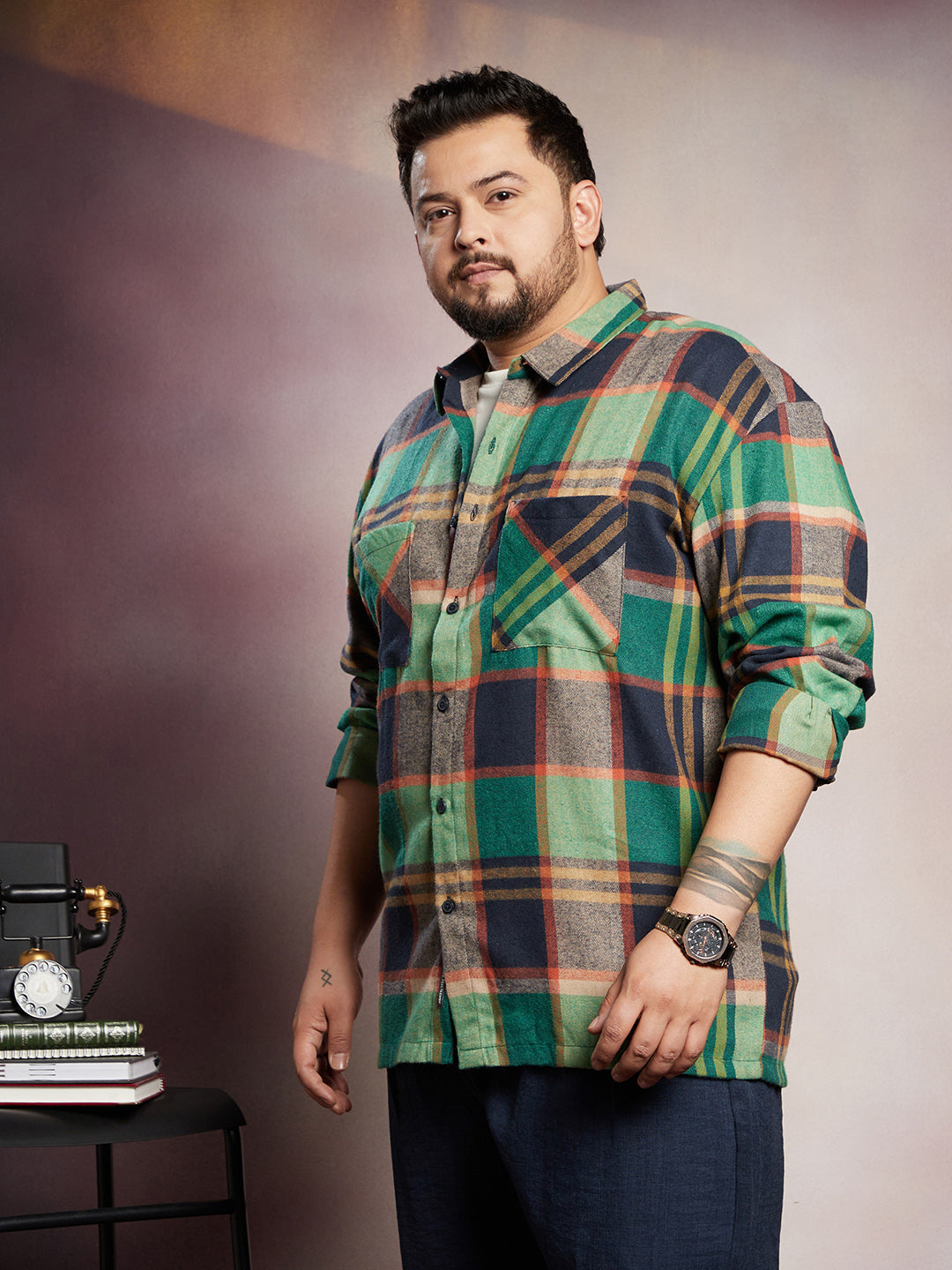 Plaid-Check Utility Shacket