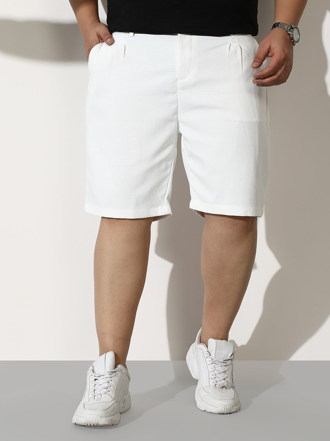 Pleated Linen-Blend Shorts