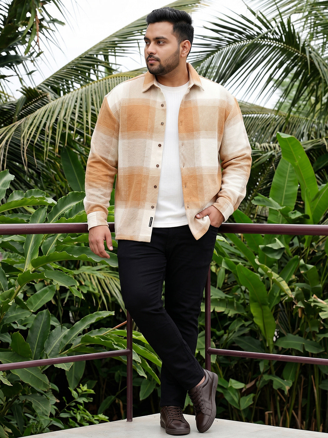 Tan Tartan Check Shirt