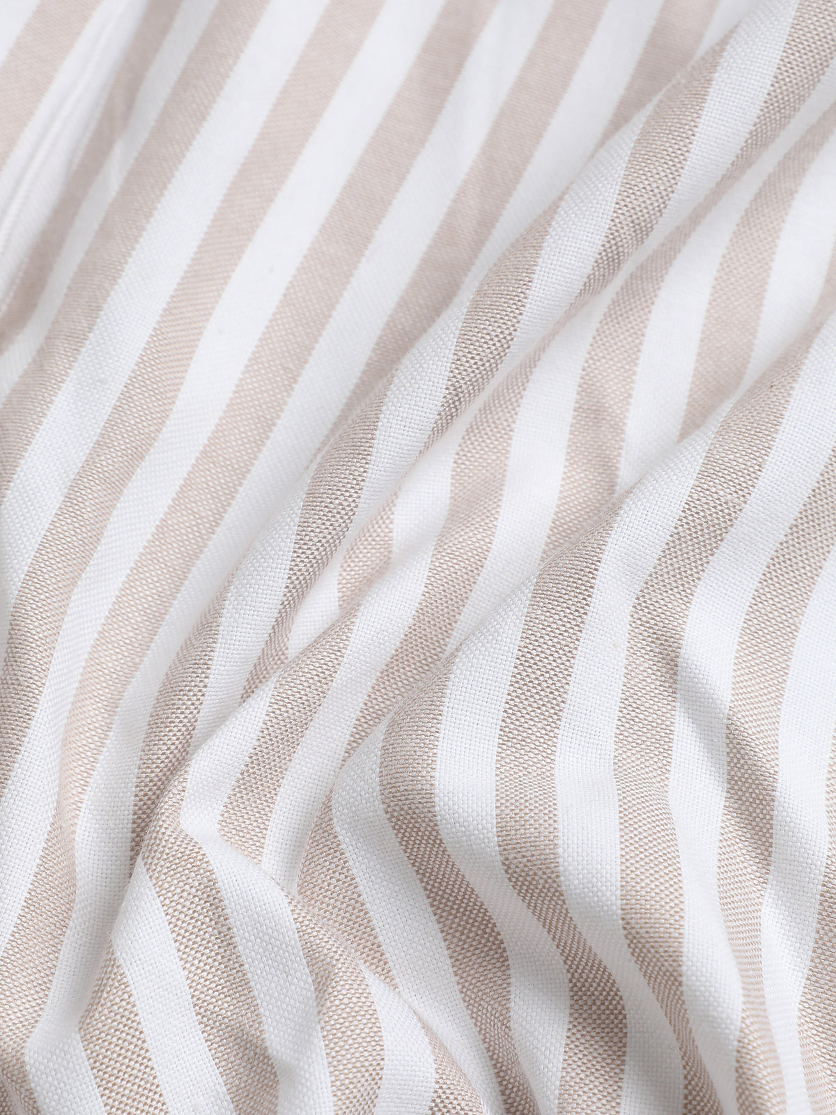 Instafab Plus Men's Beige & White Striped Oxford Cotton Shirt - view 7