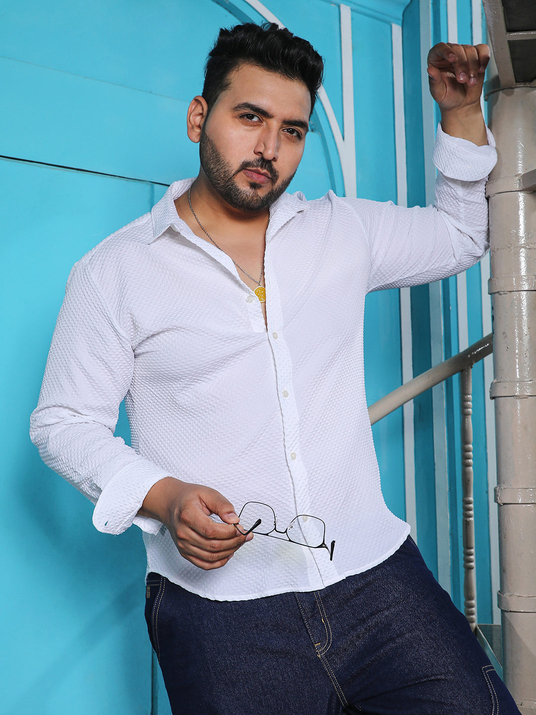 Embossed Micro Check Shirt