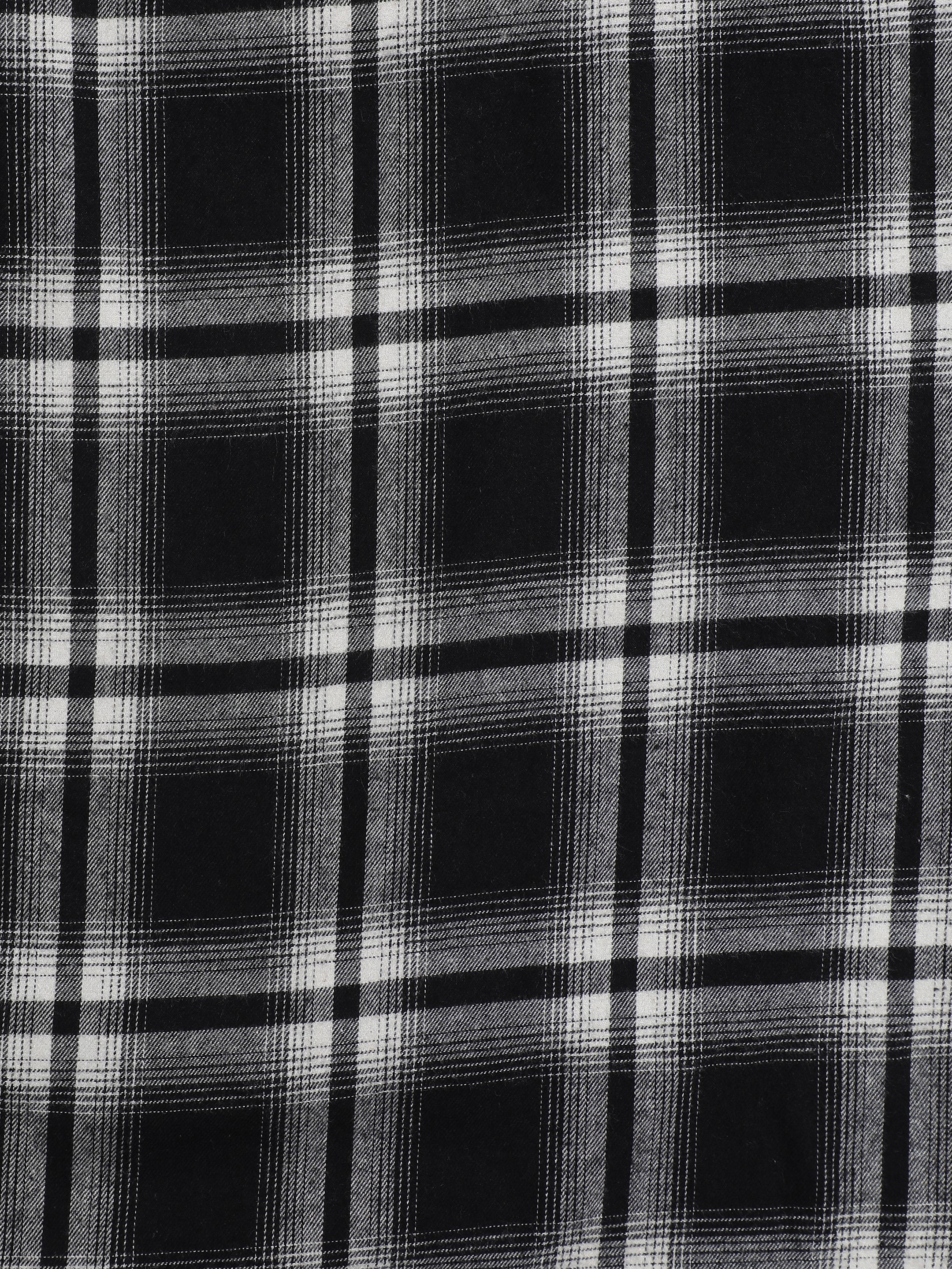 Instafab Plus Men's Black & White Checkered Cotton Shirt - view 8