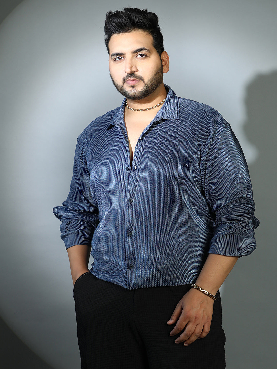 Textured-Pleat Shirt