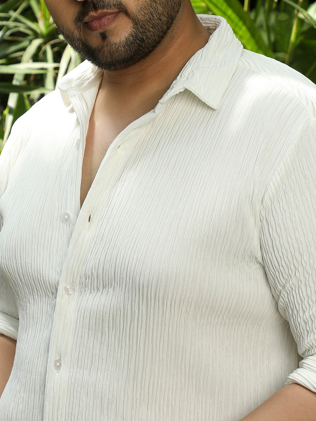 Off White Textured Shirt