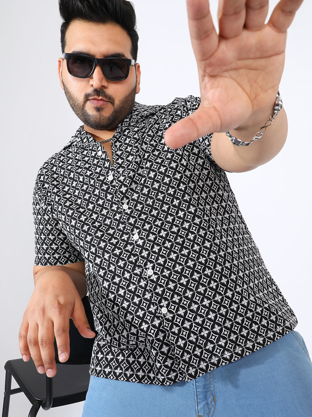 Contrast Embroidered Shirt