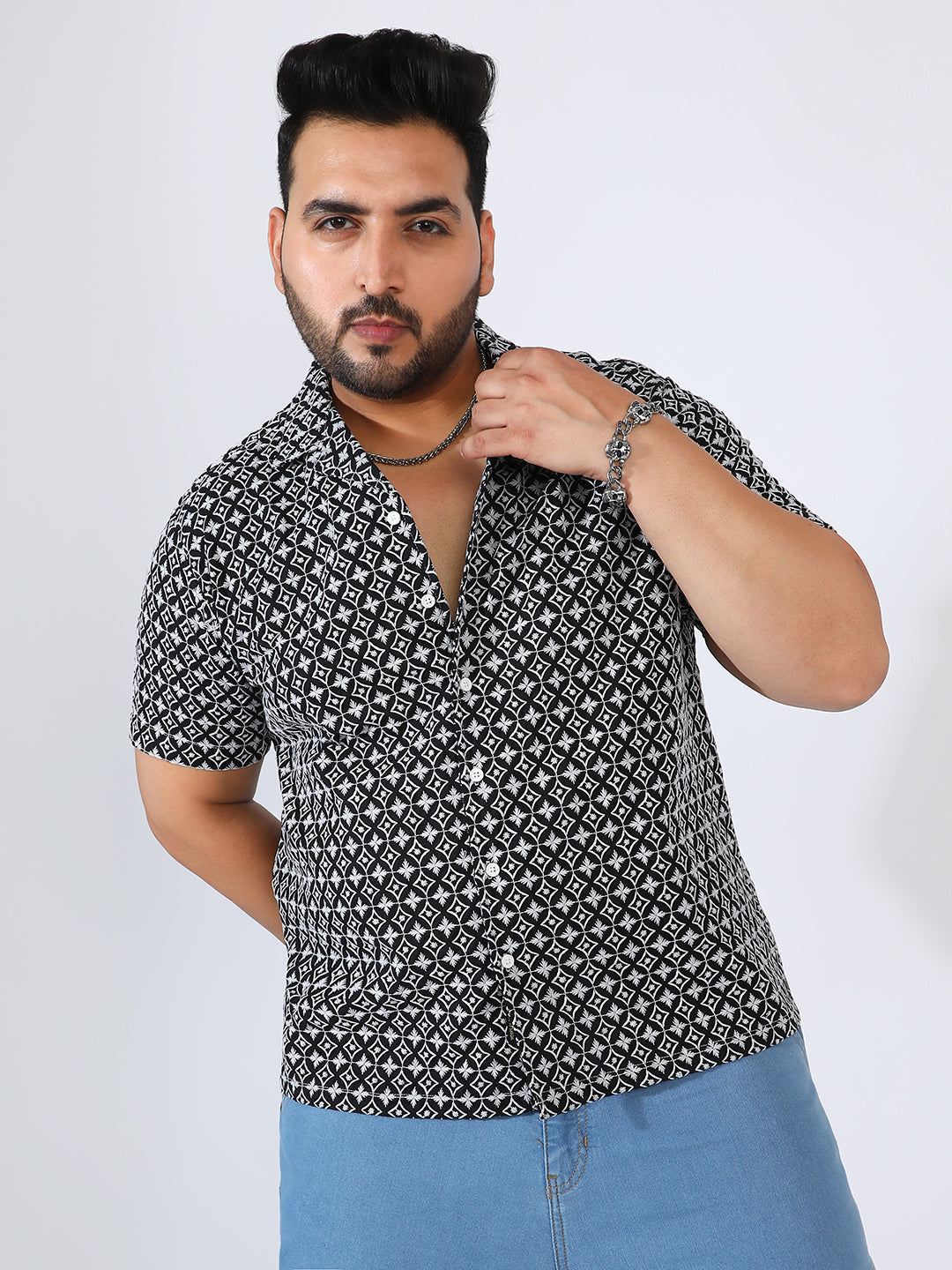 Contrast Embroidered Shirt