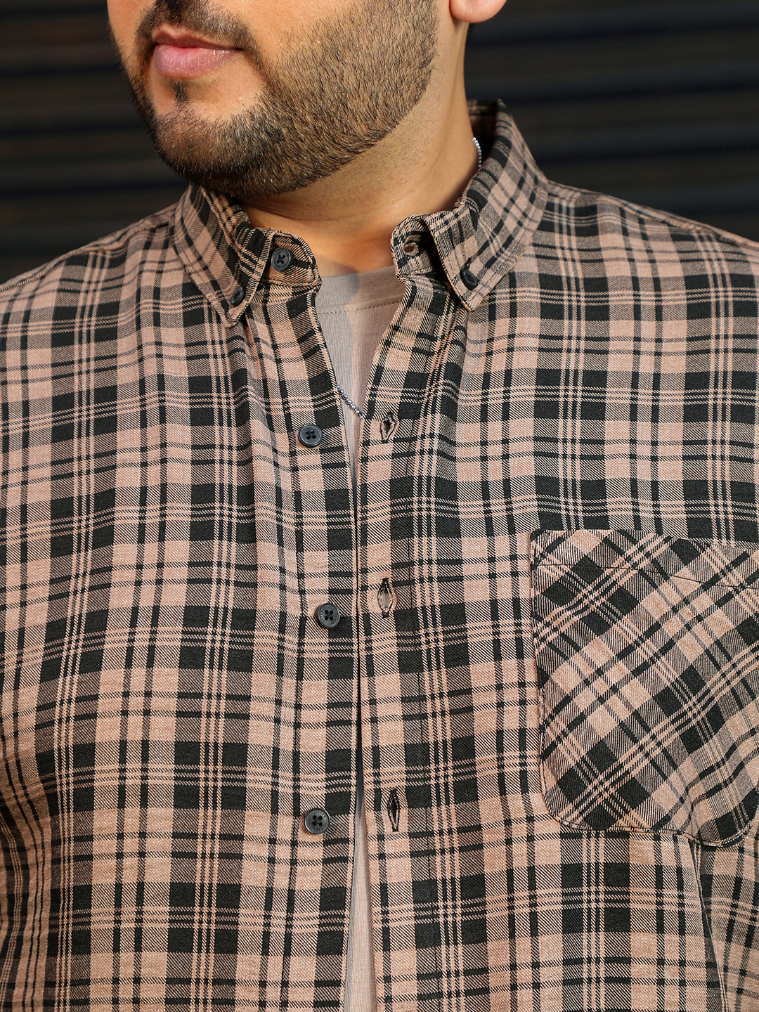 Khaki Tartan Check Shirt
