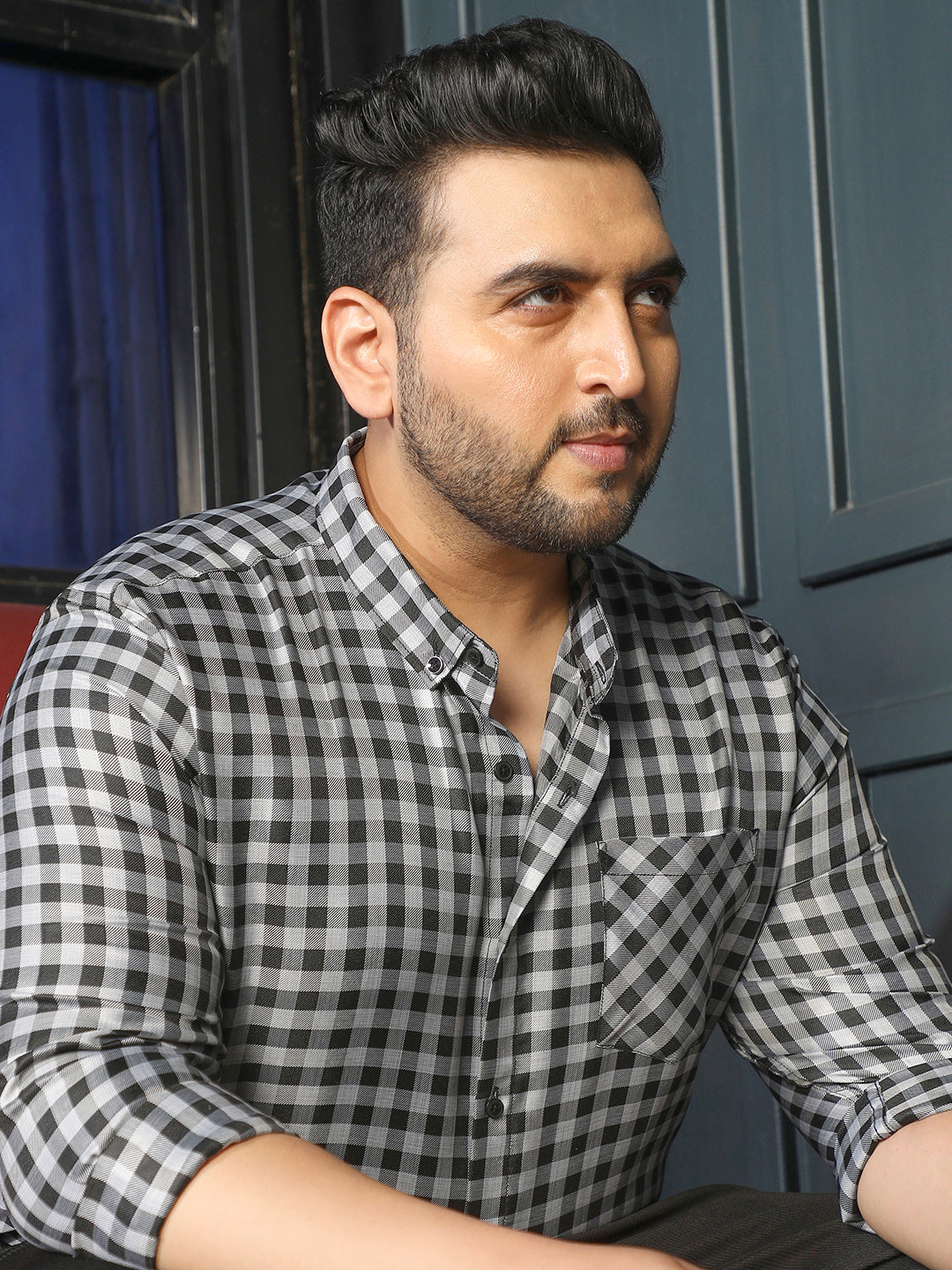 Black Gingham Check Shirt