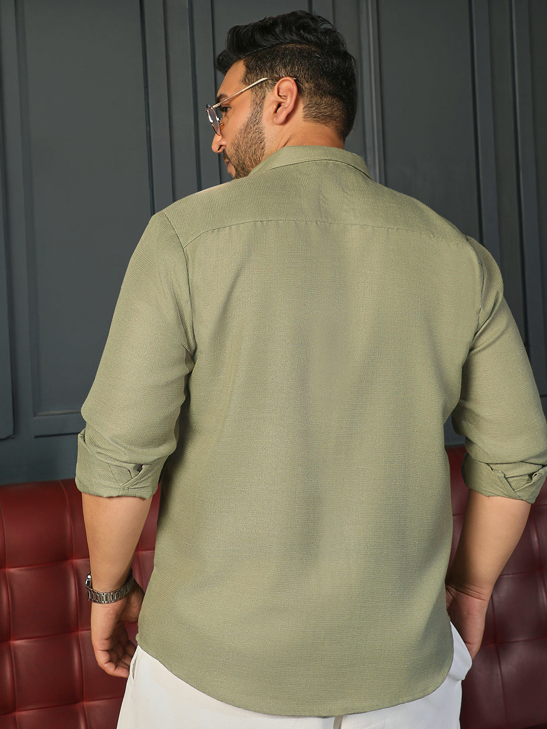 Sage Green Self Design Shirt