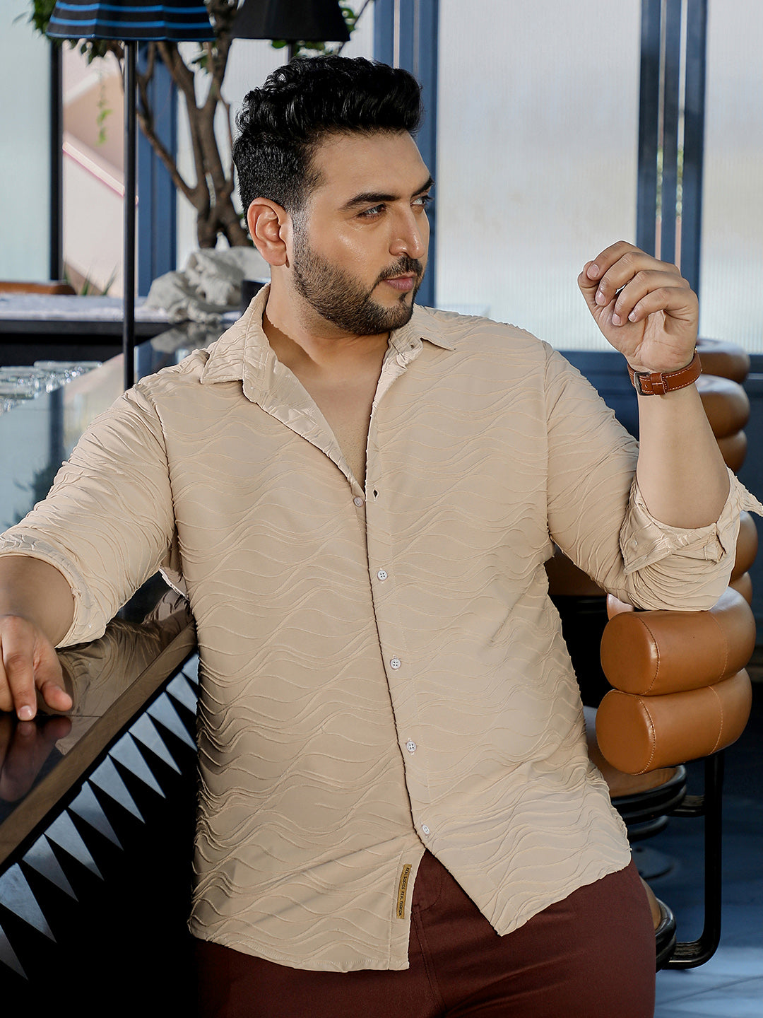 Beige Textured Shirt