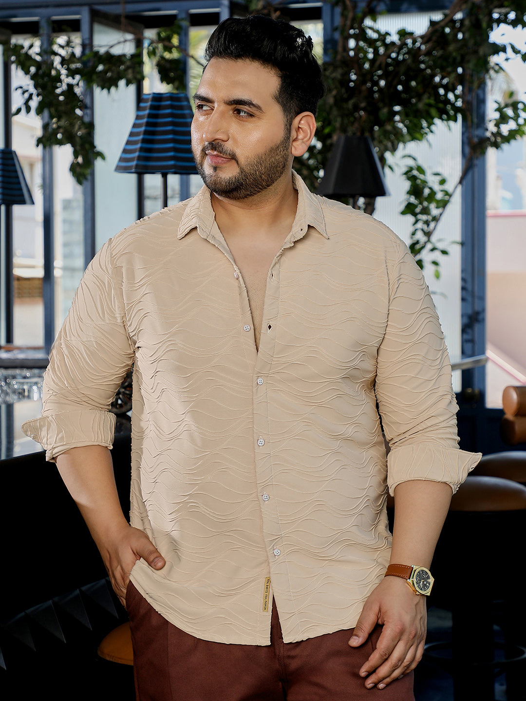 Beige Textured Shirt