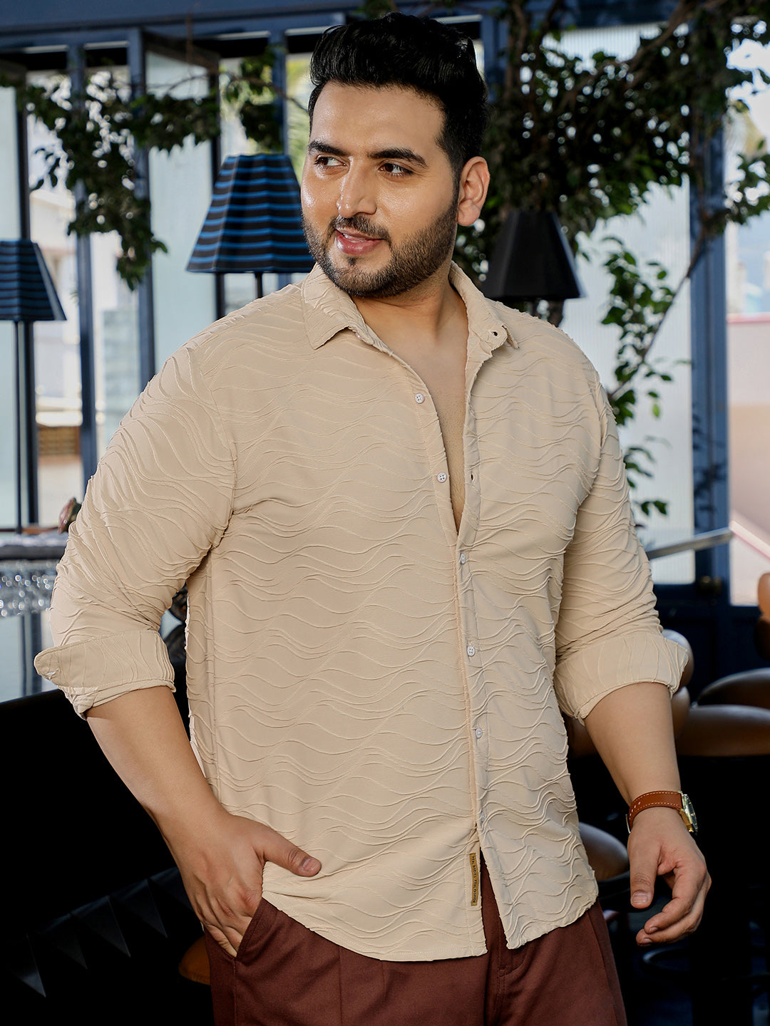 Beige Textured Shirt