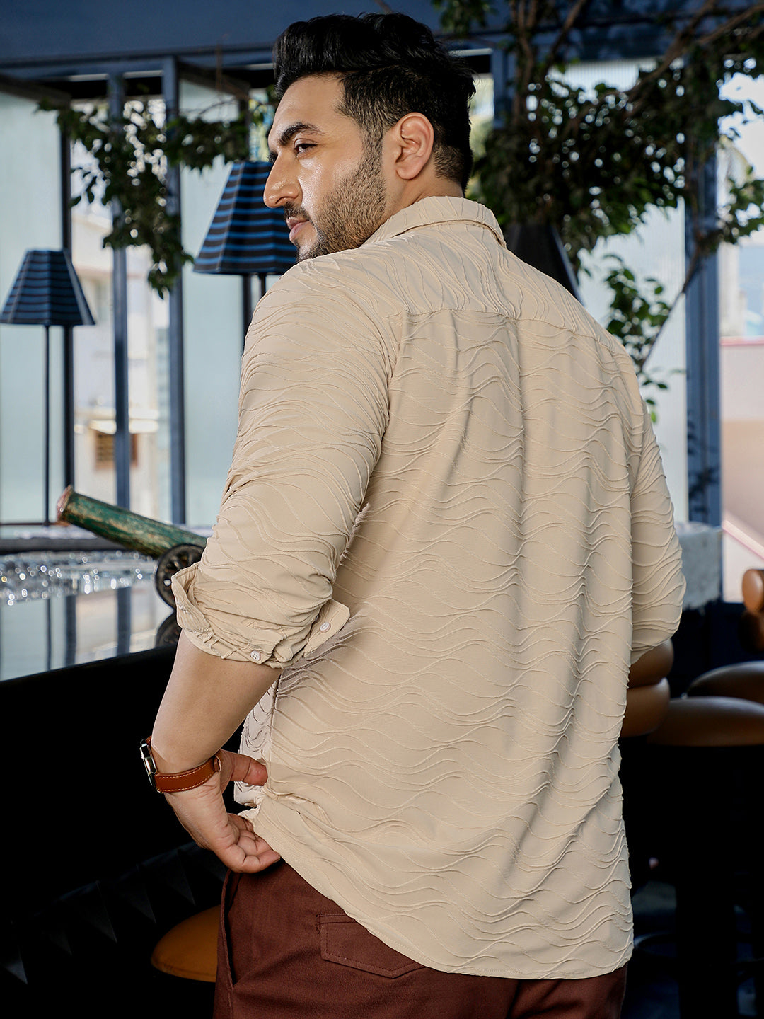 Beige Textured Shirt