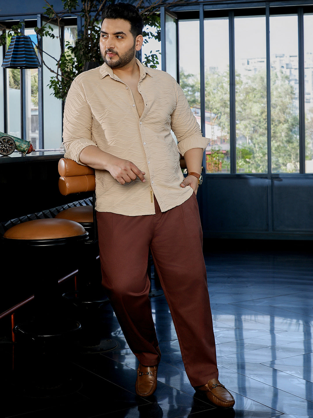 Beige Textured Shirt