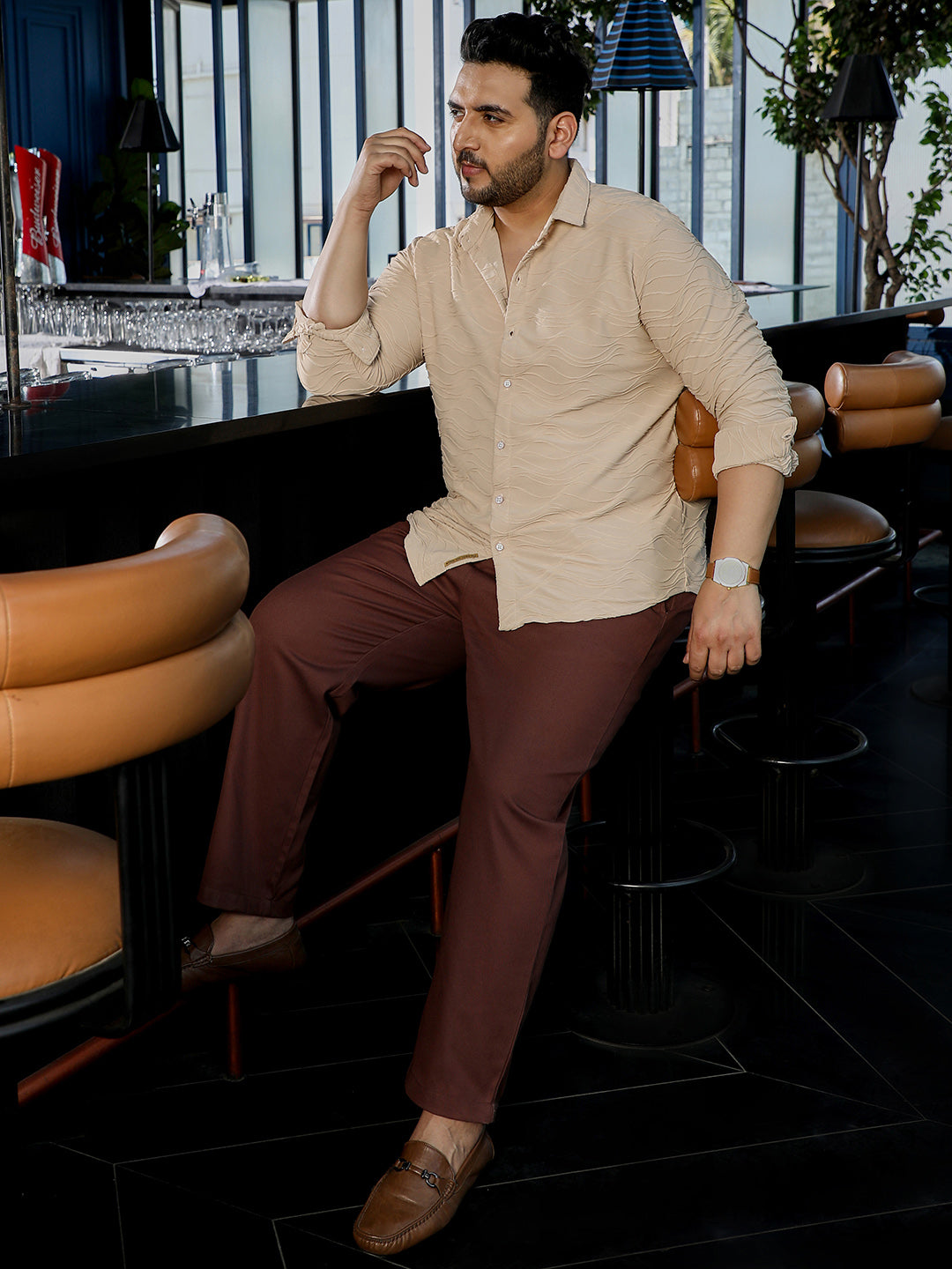 Beige Textured Shirt