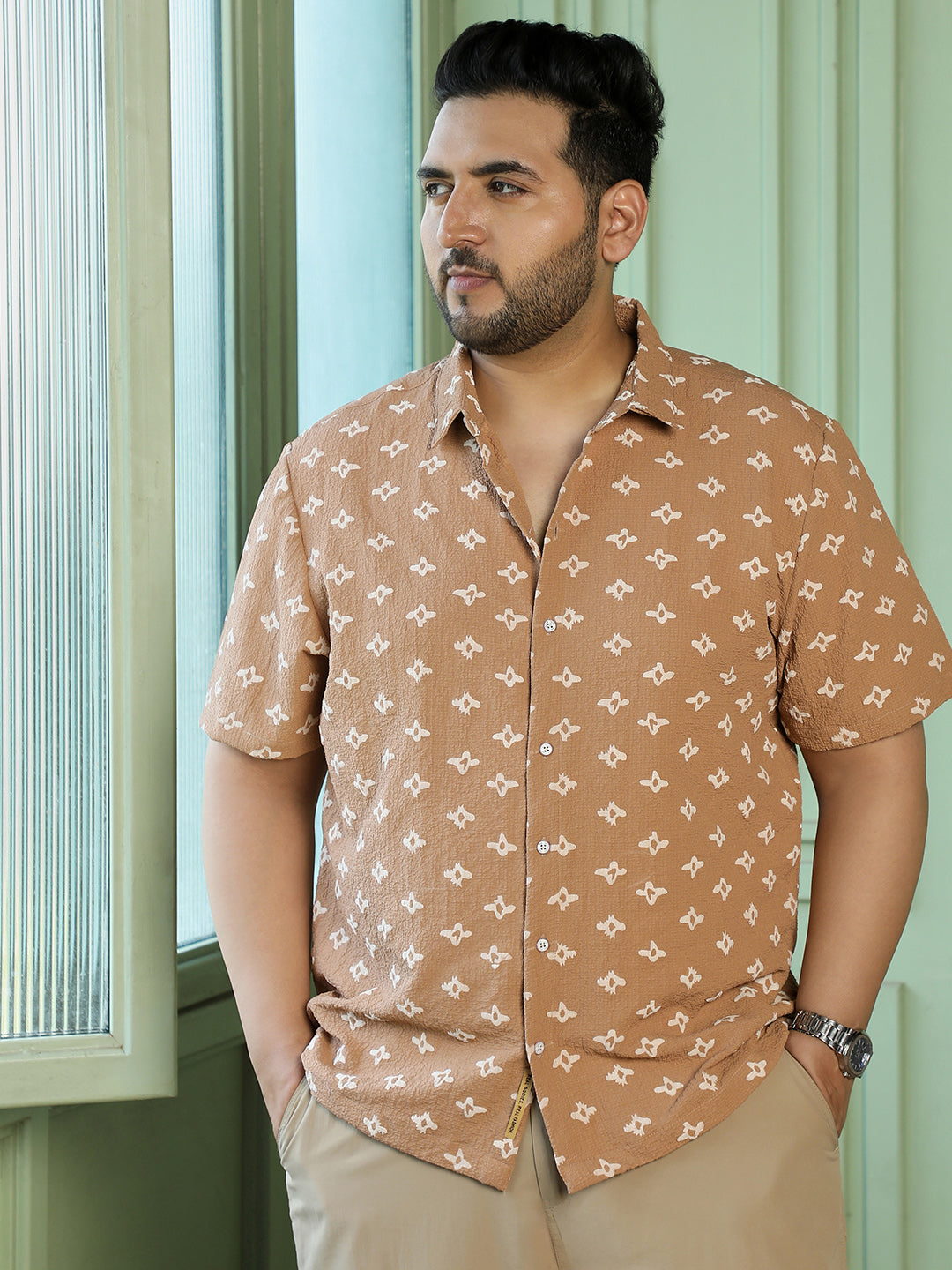 Light Brown Geometric Shirt