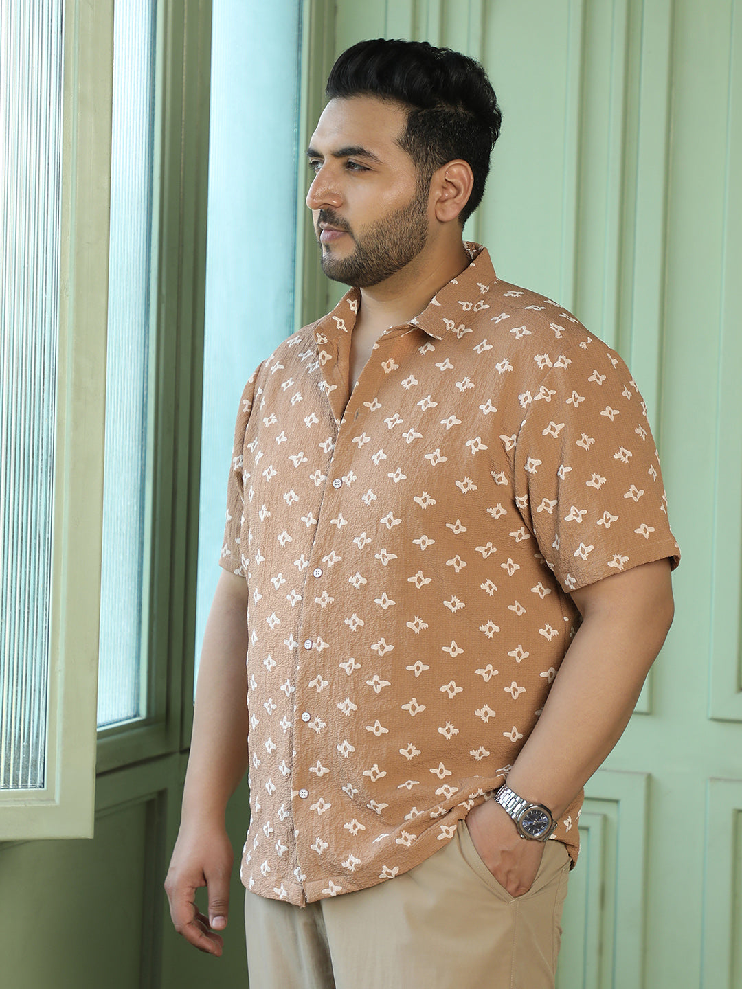 Light Brown Geometric Shirt