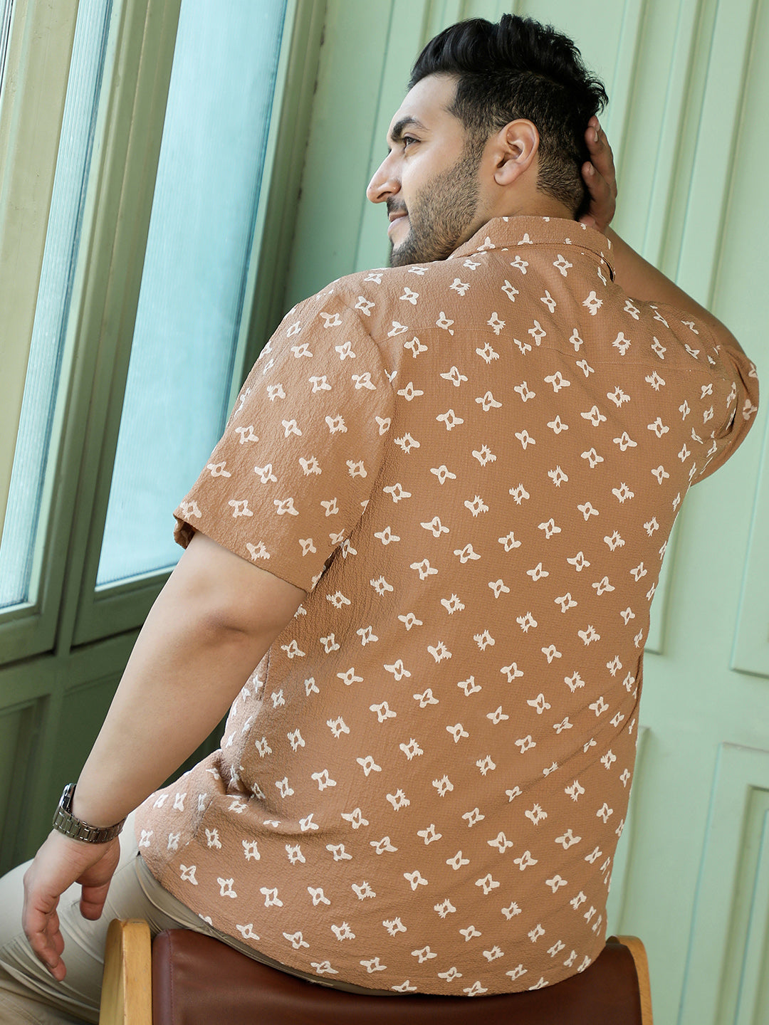 Light Brown Geometric Shirt