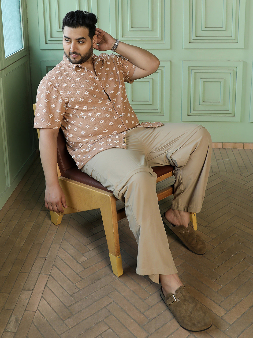 Light Brown Geometric Shirt