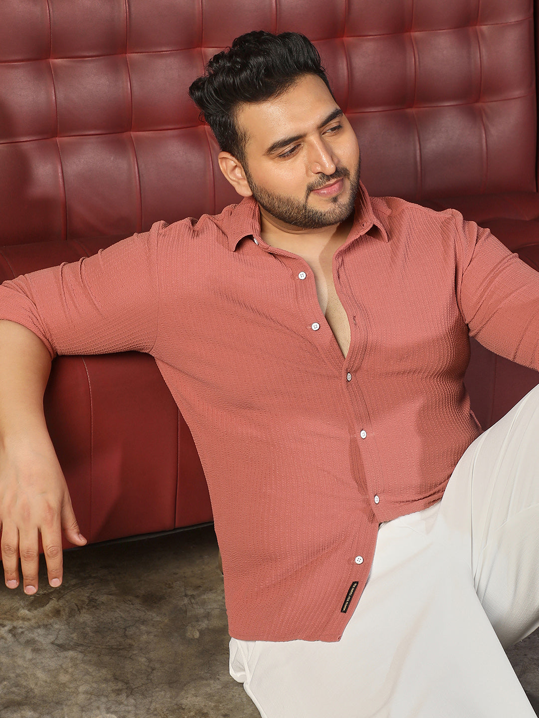 Rust Self Design Shirt