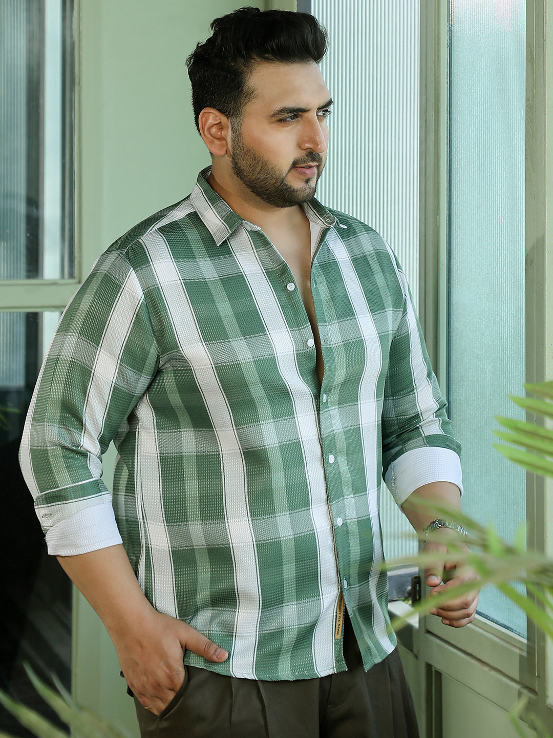 Sage Green Tartan Check Shirt