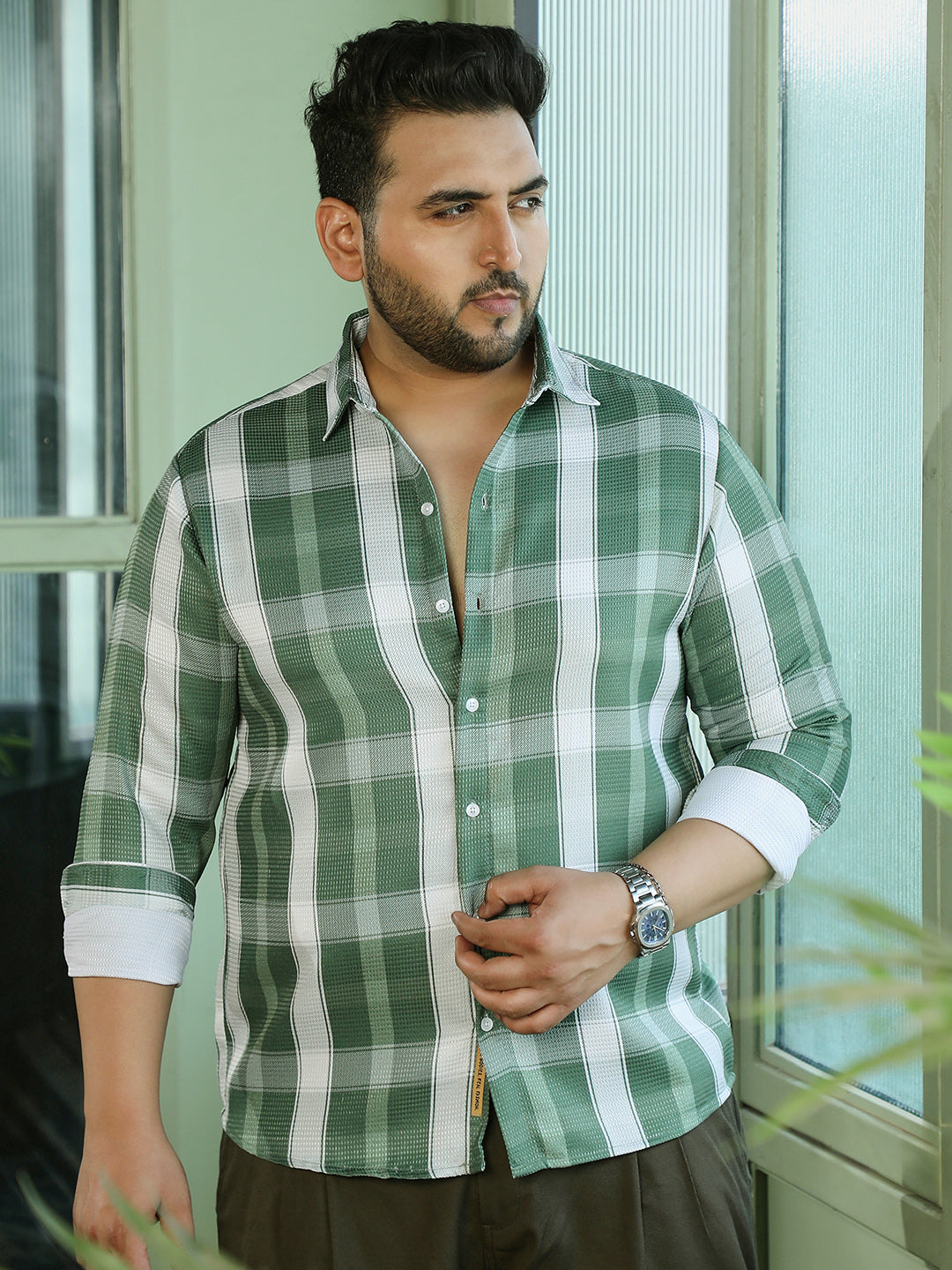 Sage Green Tartan Check Shirt