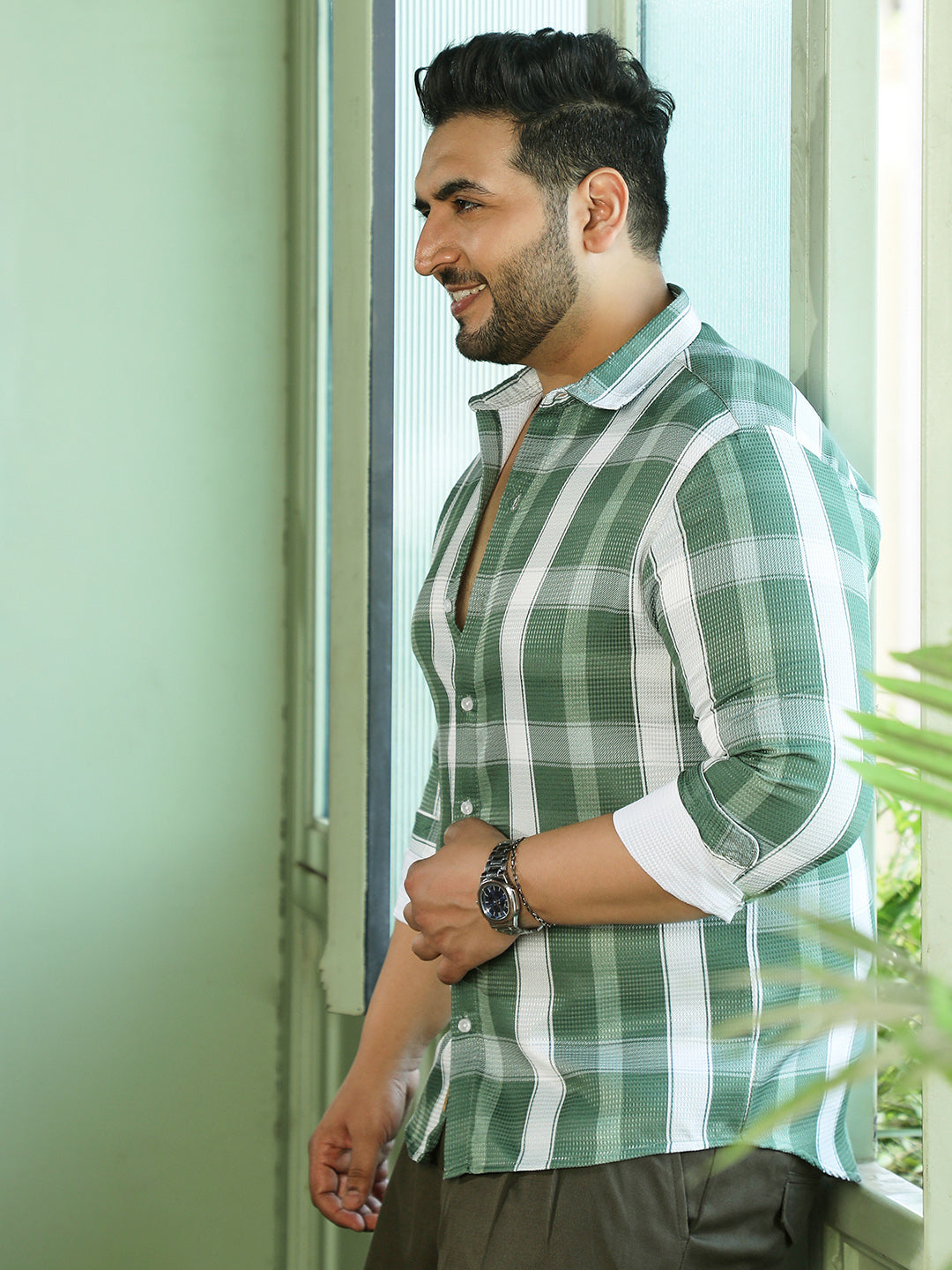 Sage Green Tartan Check Shirt