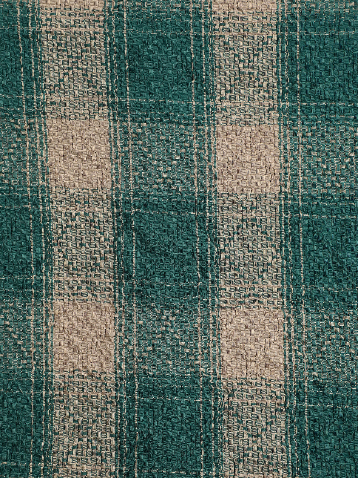 Instafab Plus Men's Green & Beige Checked Cotton Shirt With Utility Pockets - view 7