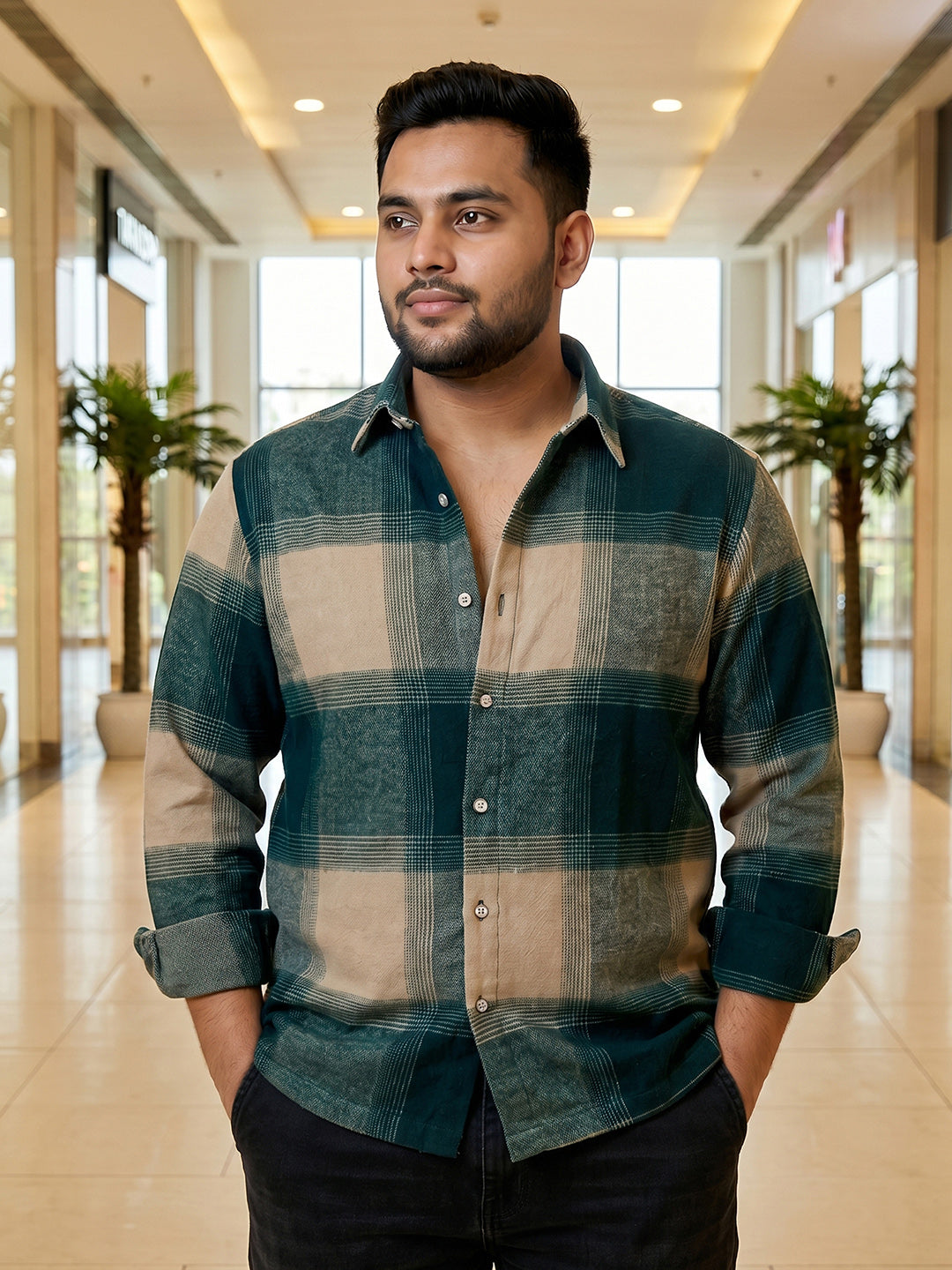 Dark Green Tartan Check Shirt