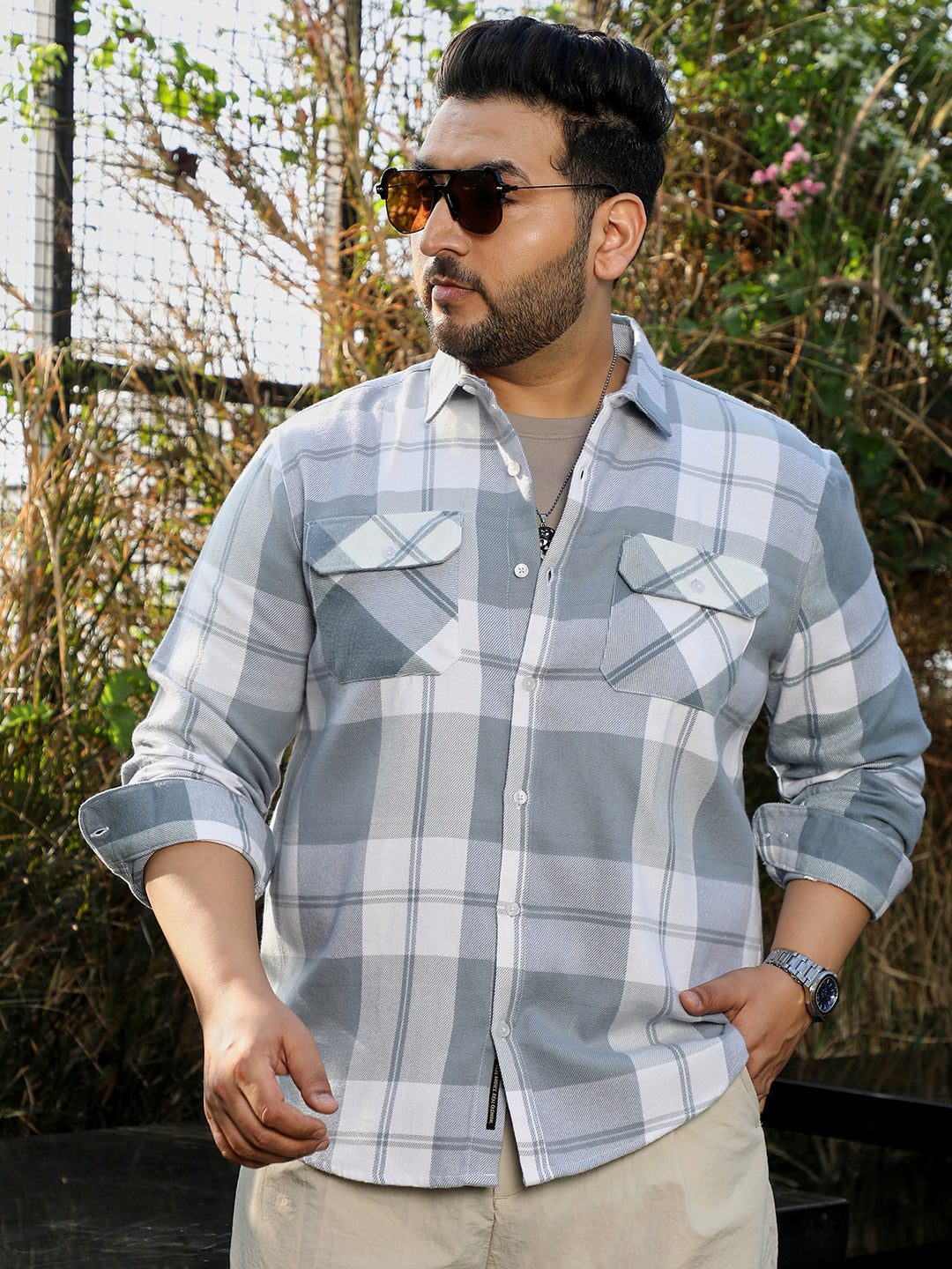 Grey Tartan Check Shirt