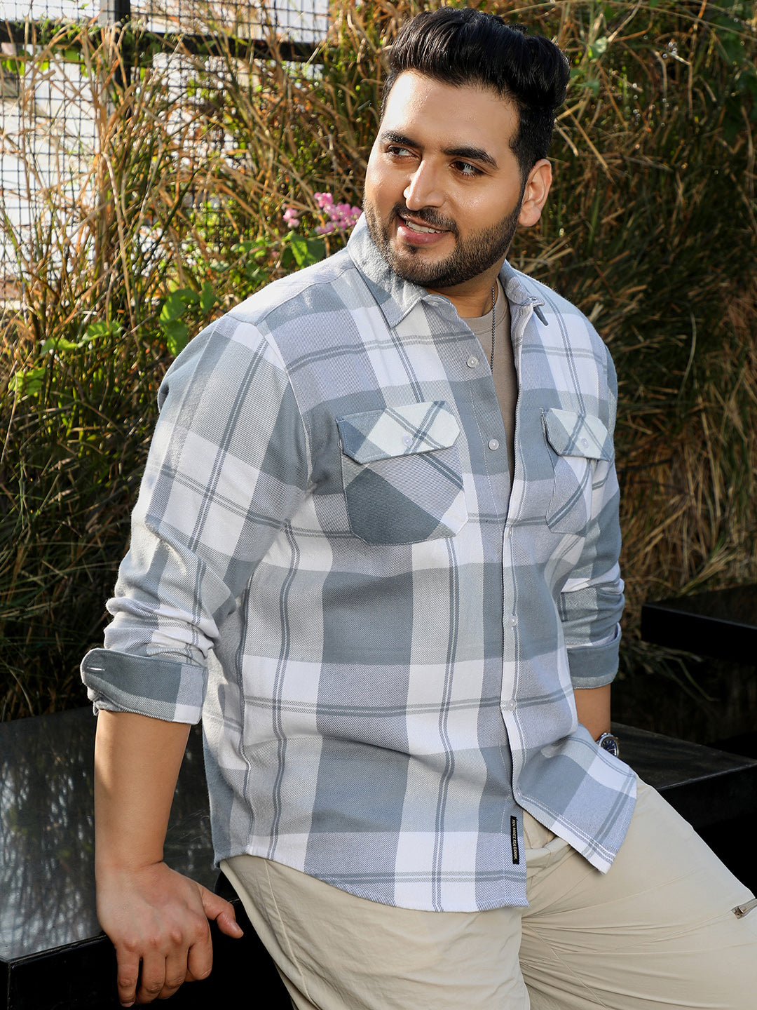 Grey Tartan Check Shirt