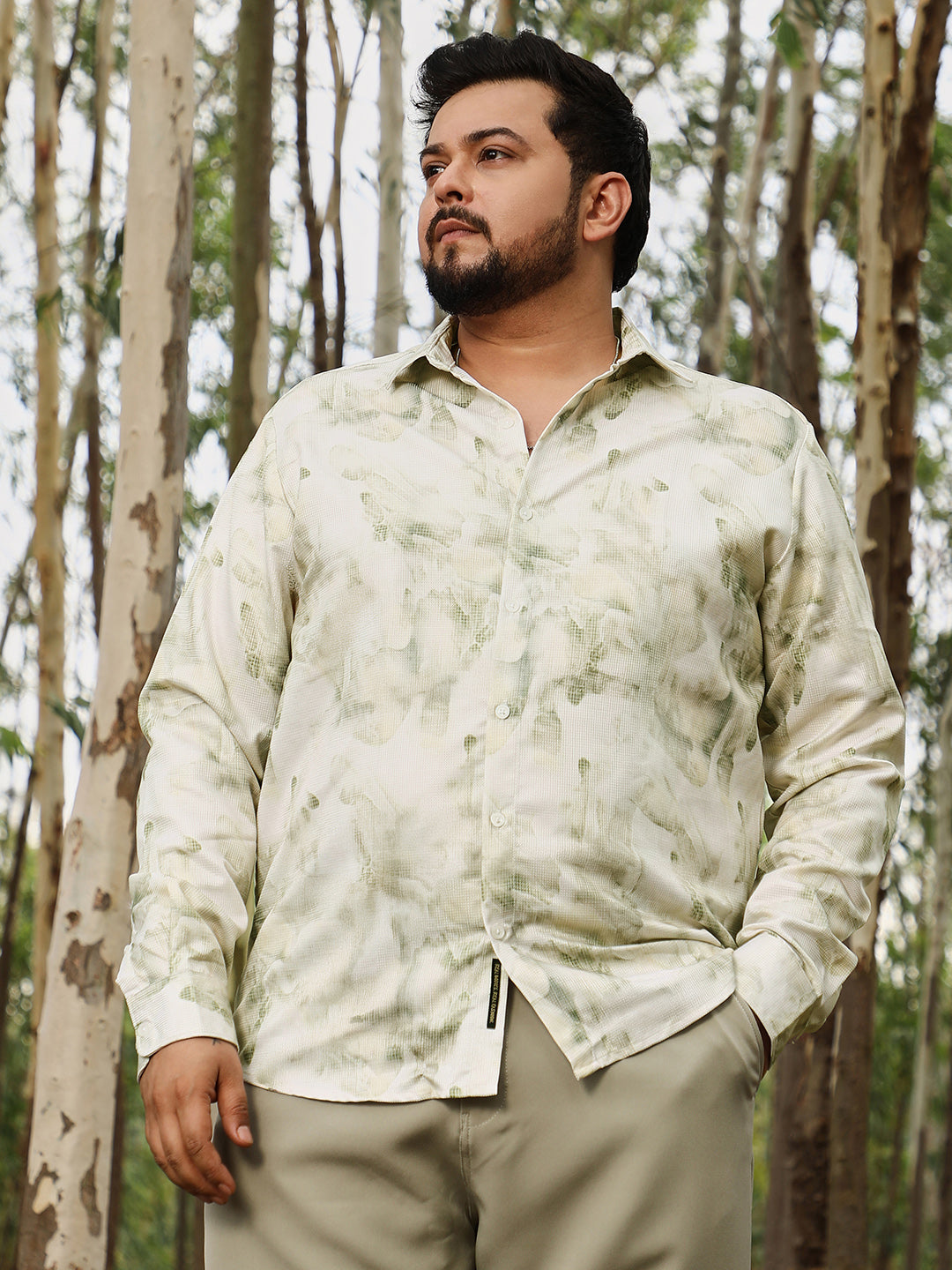 Faded-Waterstrokes Imprint Shirt