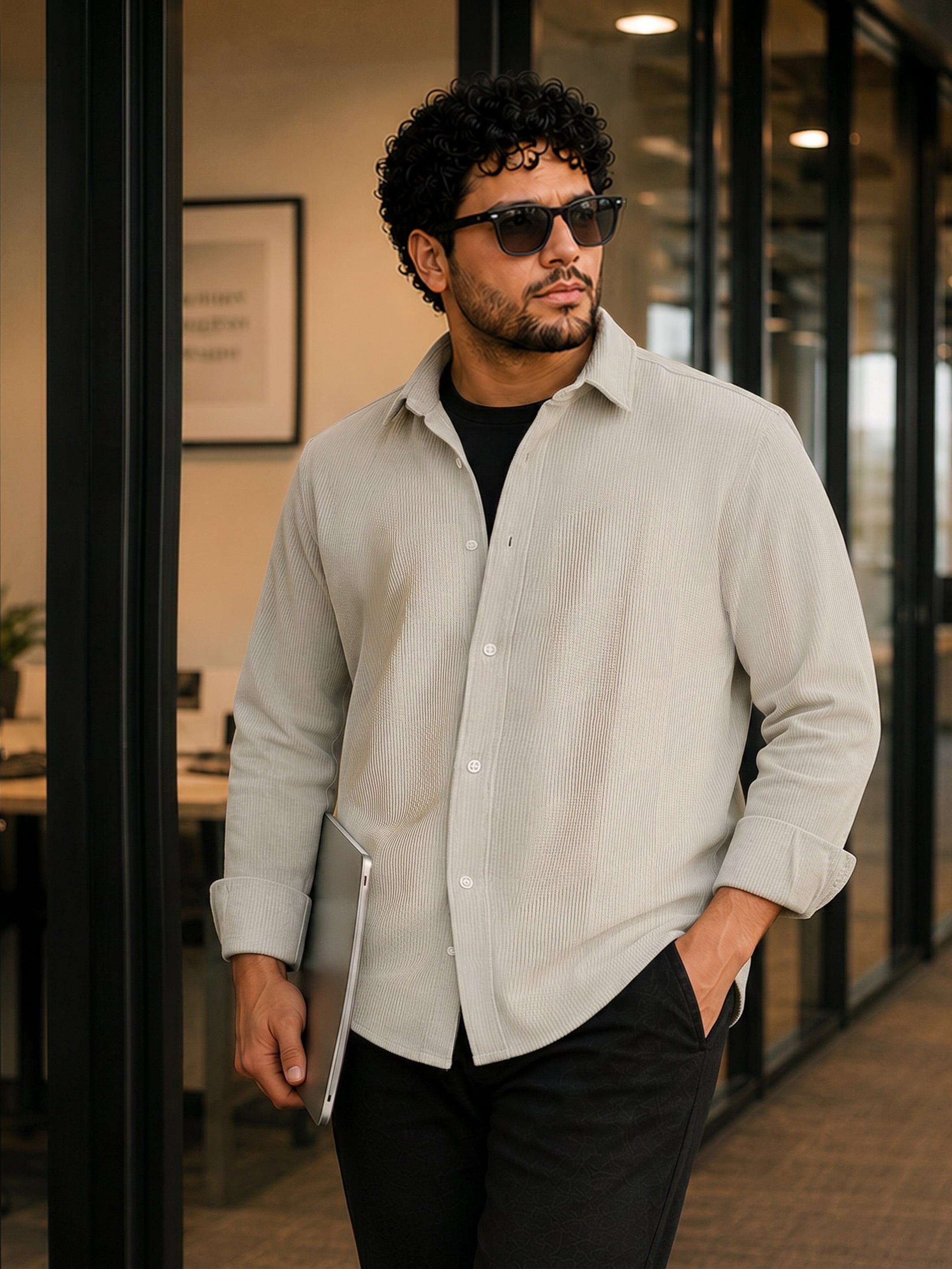 Solid Jacquard Knit Shirt